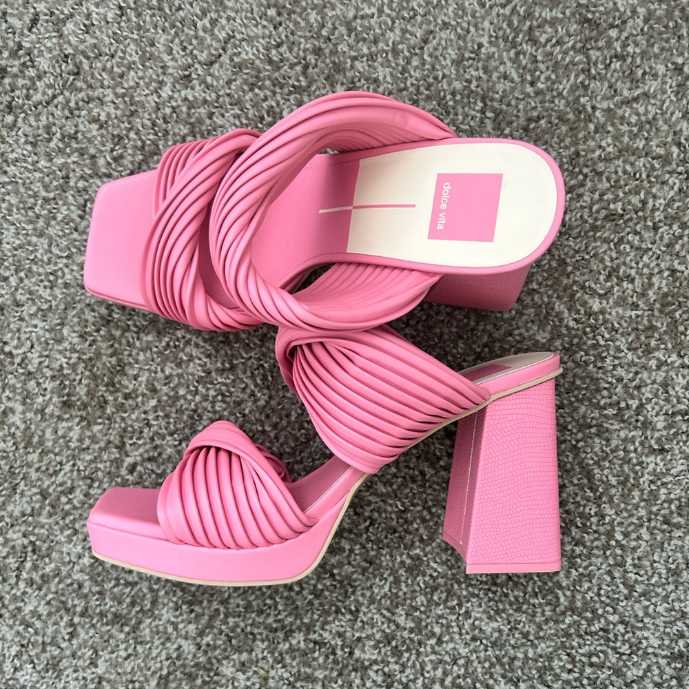 Barbie Pink Dolce Vita Slide on Chunky Heels